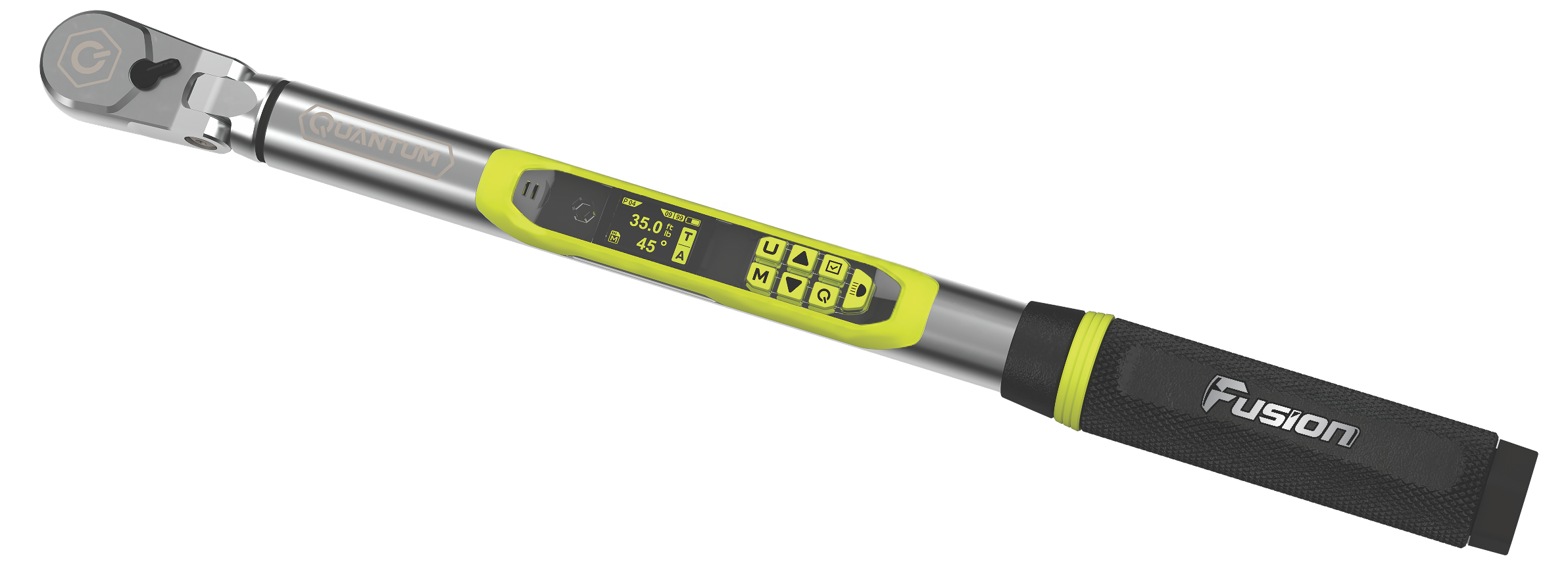 Fusion wrench, from low-profile ratchet head to non-slip grip