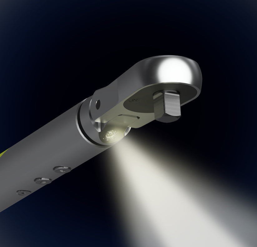 Q-Beam illuminates the work area from the wrench head